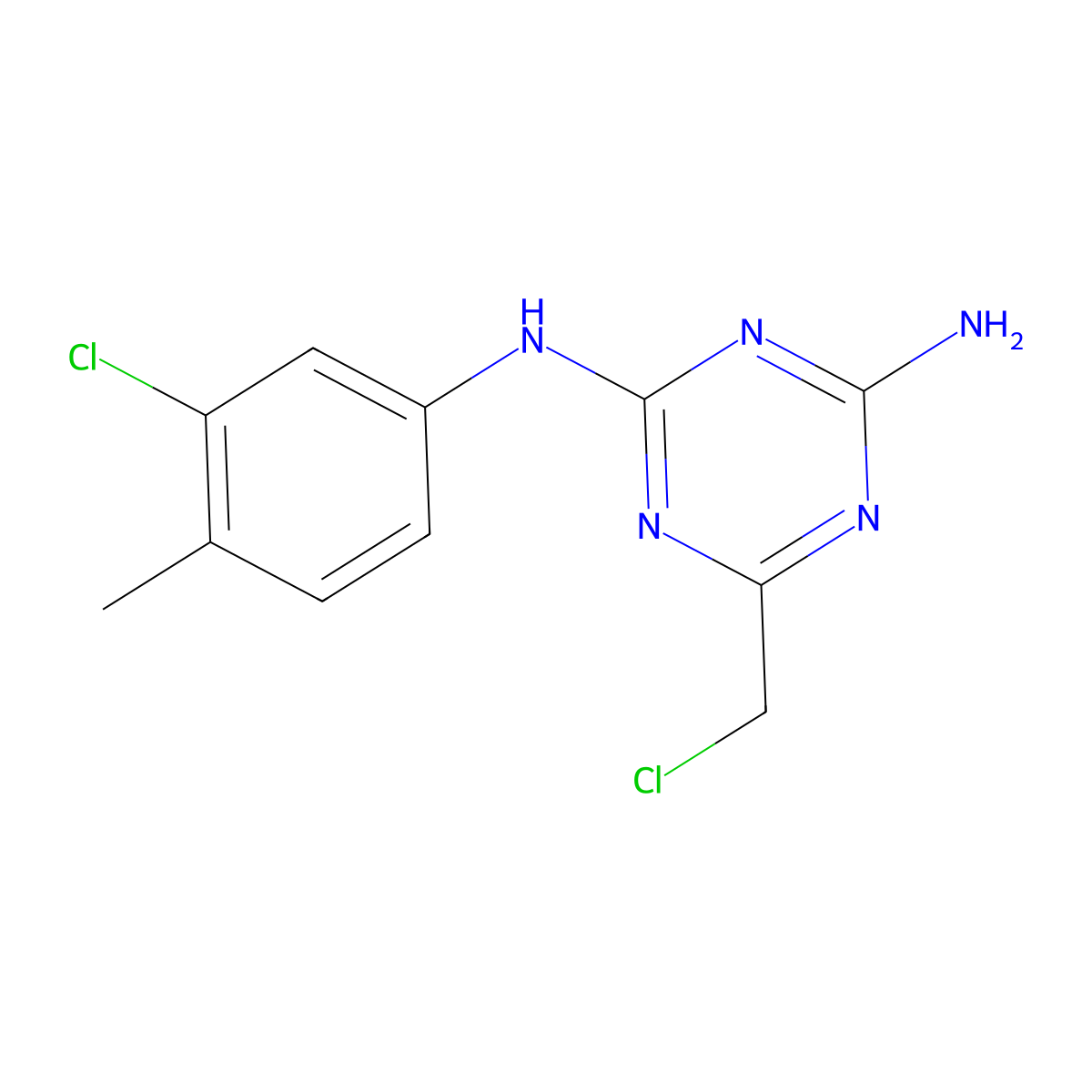 6-(chloromethyl)-N-(3-chloro-4-methylphenyl)-1,3,5-triazine-2,4-diamine molecular structure, CAS 1379811-47-8