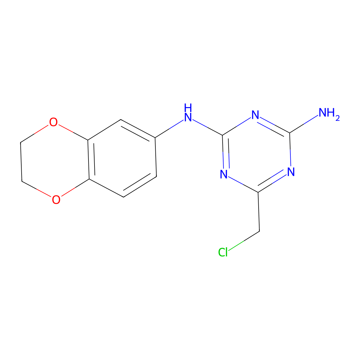 6-(chloromethyl)-N-(2,3-dihydro-1,4-benzodioxin-6-yl)-1,3,5-triazine-2,4-diamine molecular structure, CAS 1379811-53-6