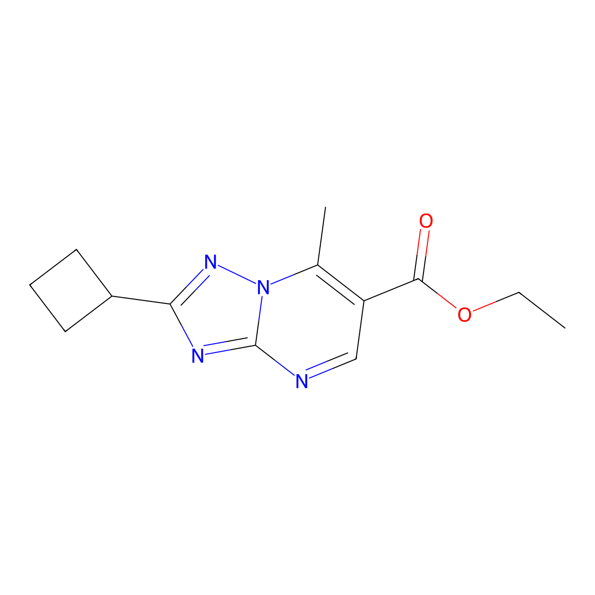 Ethyl 2-cyclobutyl-7-methyl[1,2,4]triazolo[1,5-a]pyrimidine-6-carboxylate molecular structure, CAS 1379811-55-8