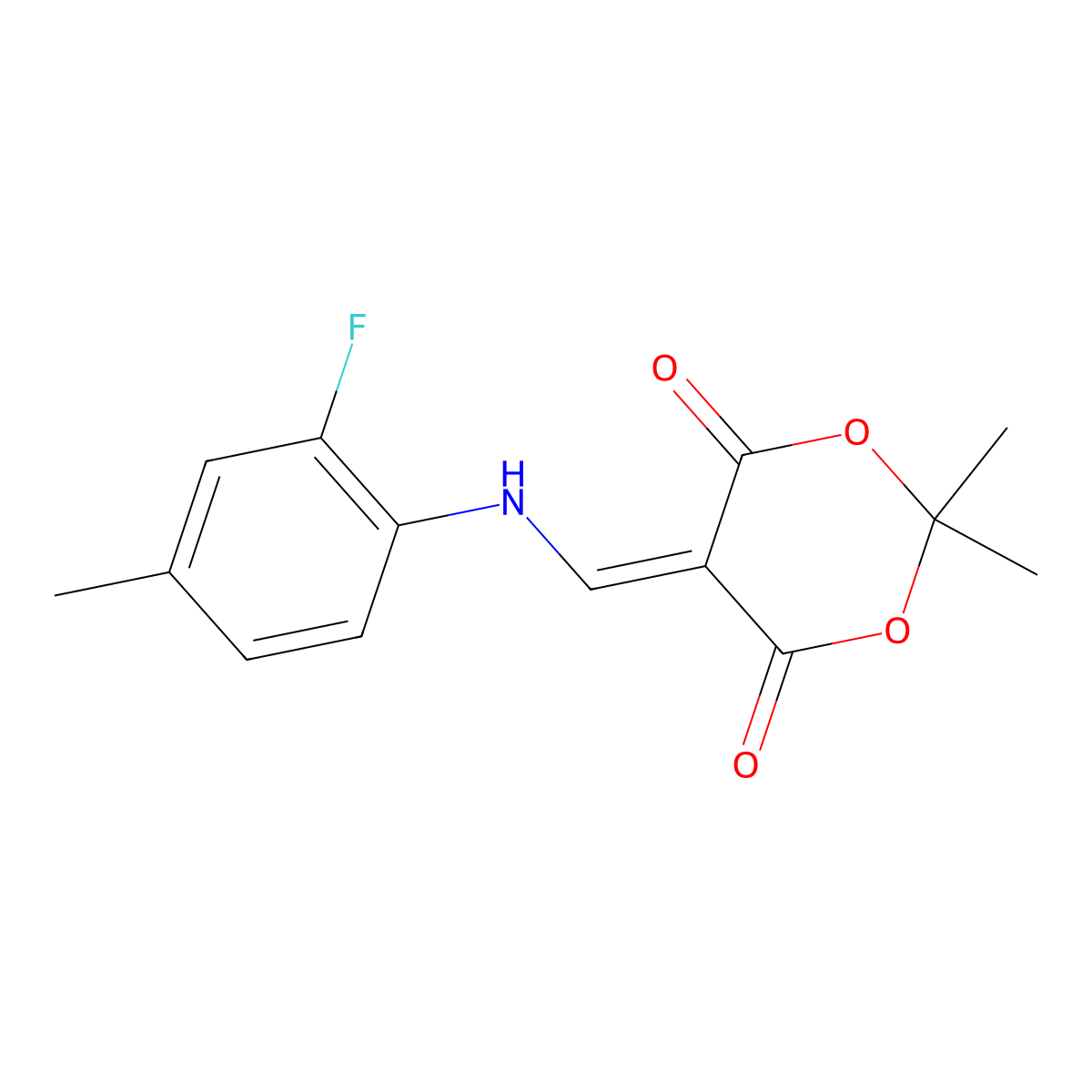 5-{[(2-Fluoro-4-methylphenyl)amino]methylene}-2,2-dimethyl-1,3-dioxane-4,6-dione molecular structure, CAS 1379811-57-0
