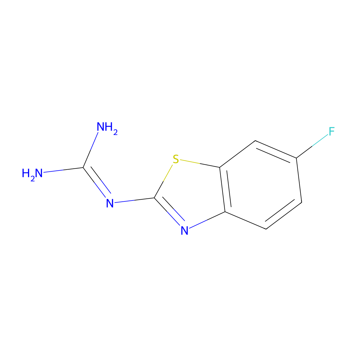 N-(6-fluoro-1,3-benzothiazol-2-yl)guanidine molecular structure, CAS 1379811-58-1
