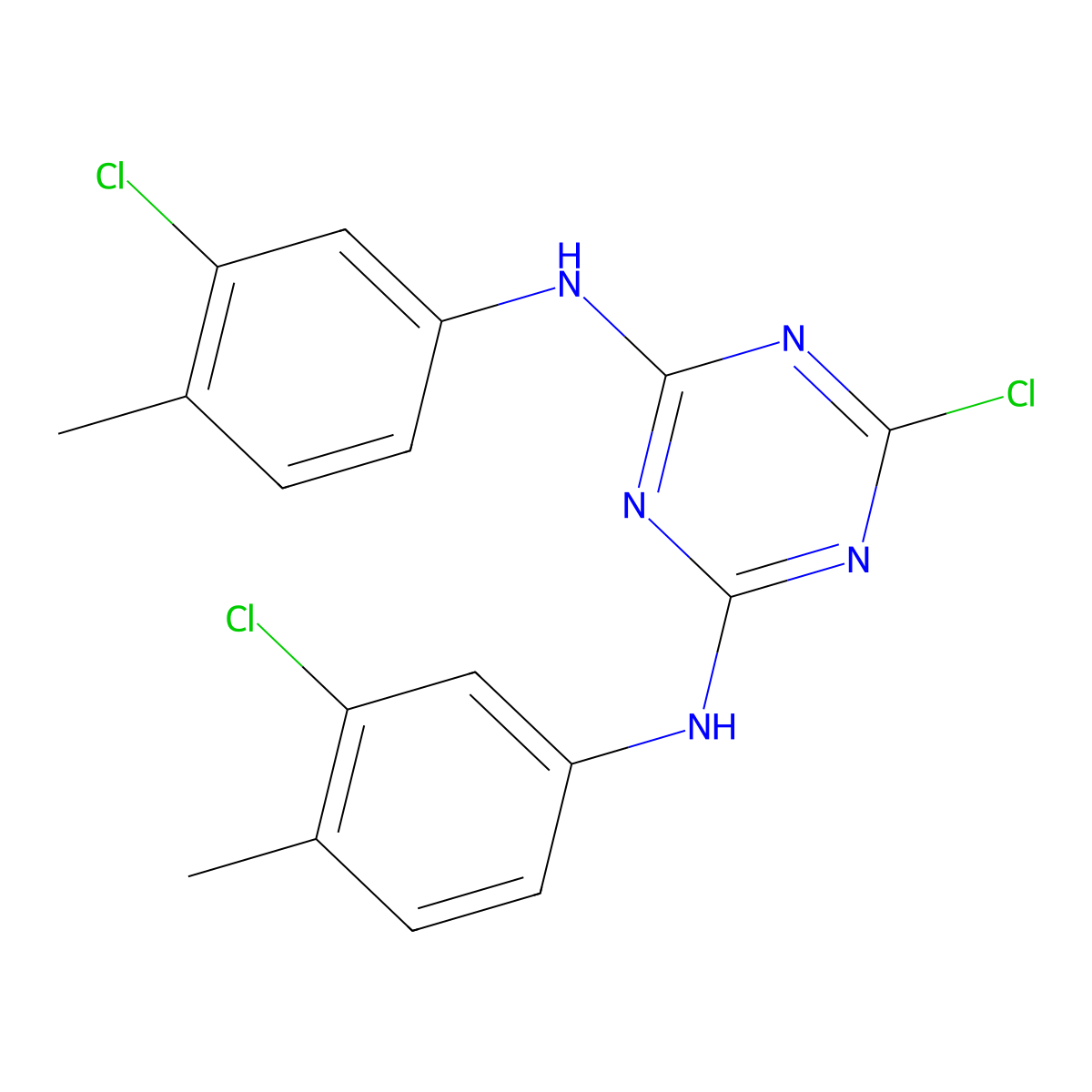 6-chloro-N,N'-bis(3-chloro-4-methylphenyl)-1,3,5-triazine-2,4-diamine molecular structure, CAS 1379811-60-5