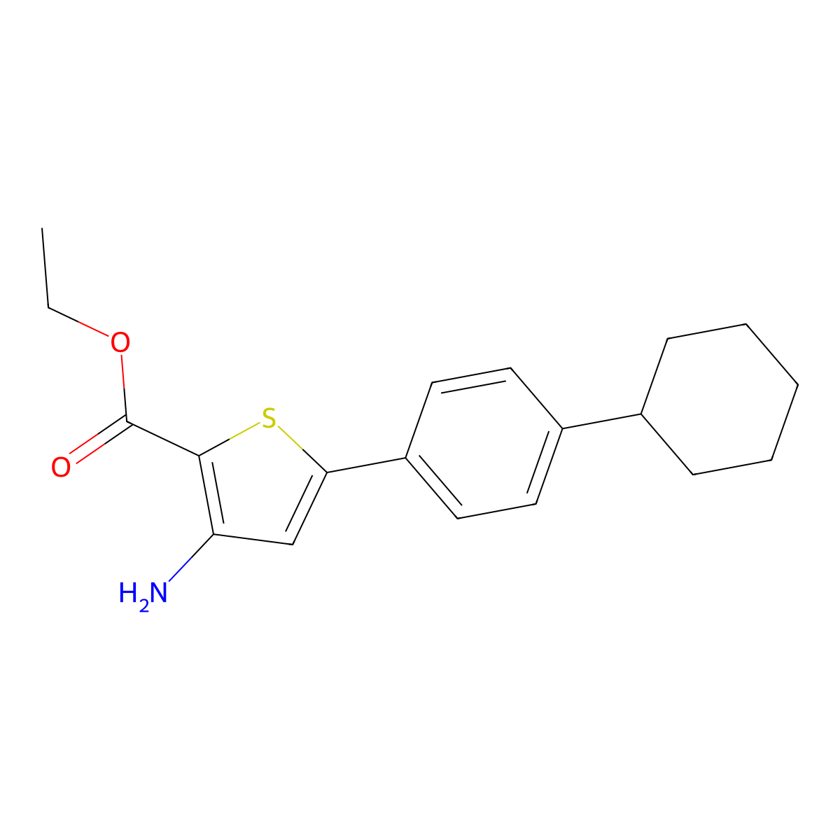 Ethyl 3-amino-5-(4-cyclohexylphenyl)thiophene-2-carboxylate molecular structure, CAS 1379811-71-8
