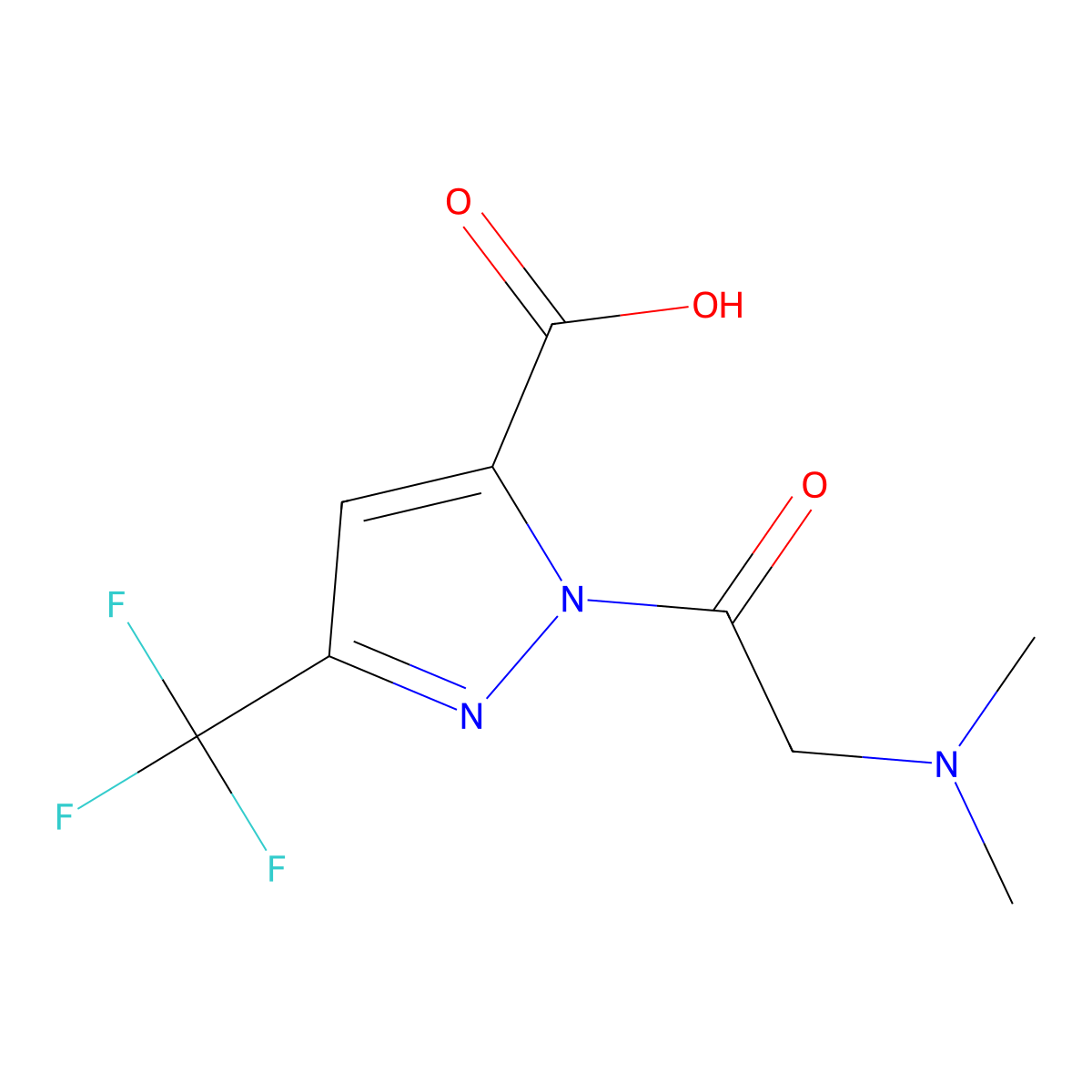 1-(N,N-dimethylglycyl)-3-(trifluoromethyl)-1H-pyrazole-5-carboxylic acid molecular structure, CAS 1379811-72-9