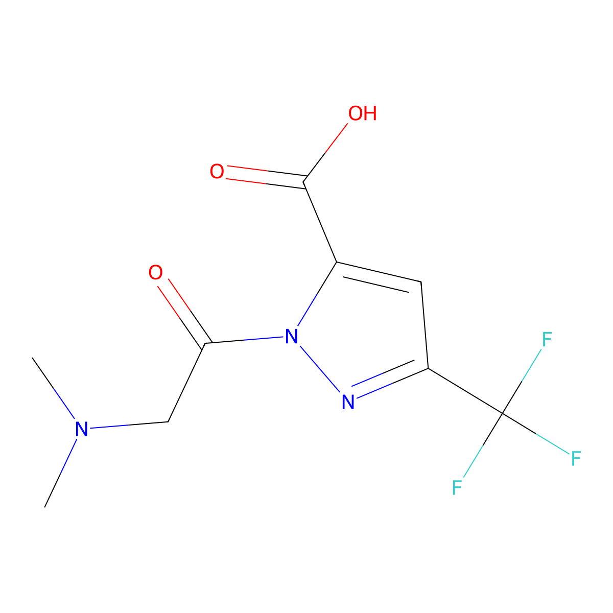 1-(N,N-dimethylglycyl)-3-(trifluoromethyl)-1H-pyrazole-5-carboxylic acid molecular structure, CAS 1379811-72-9