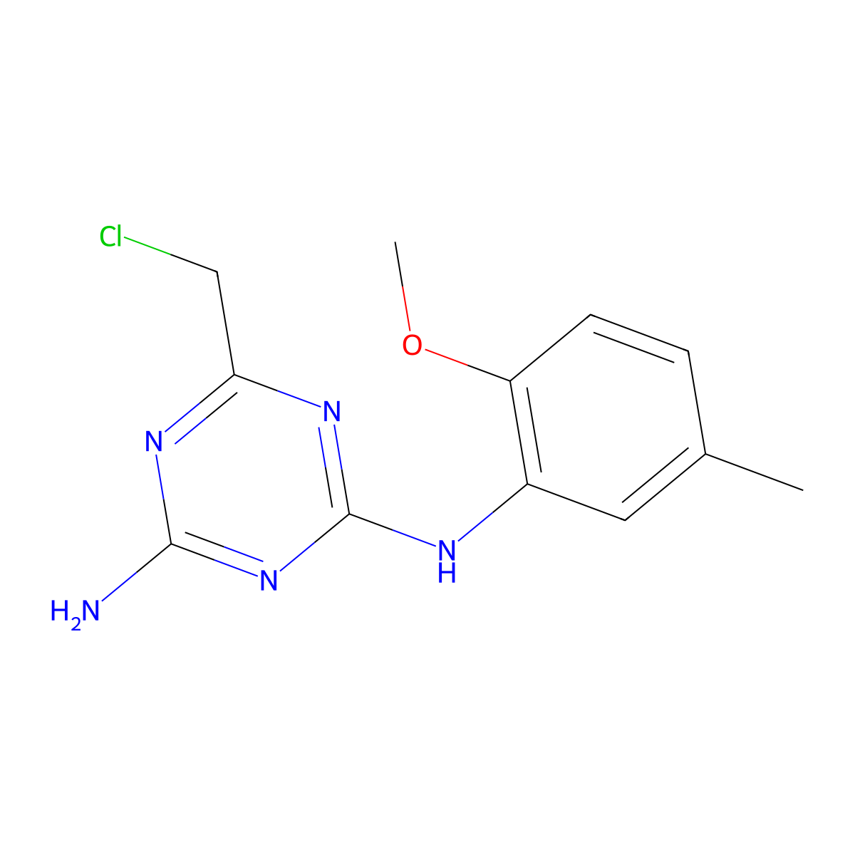 6-(chloromethyl)-N-(2-methoxy-5-methylphenyl)-1,3,5-triazine-2,4-diamine molecular structure, CAS 1379811-75-2