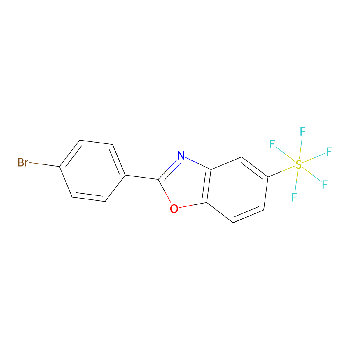 2-(4-Bromophenyl)-5-(pentafluorosulfanyl)benzooxazole molecular structure, CAS 1379811-79-6