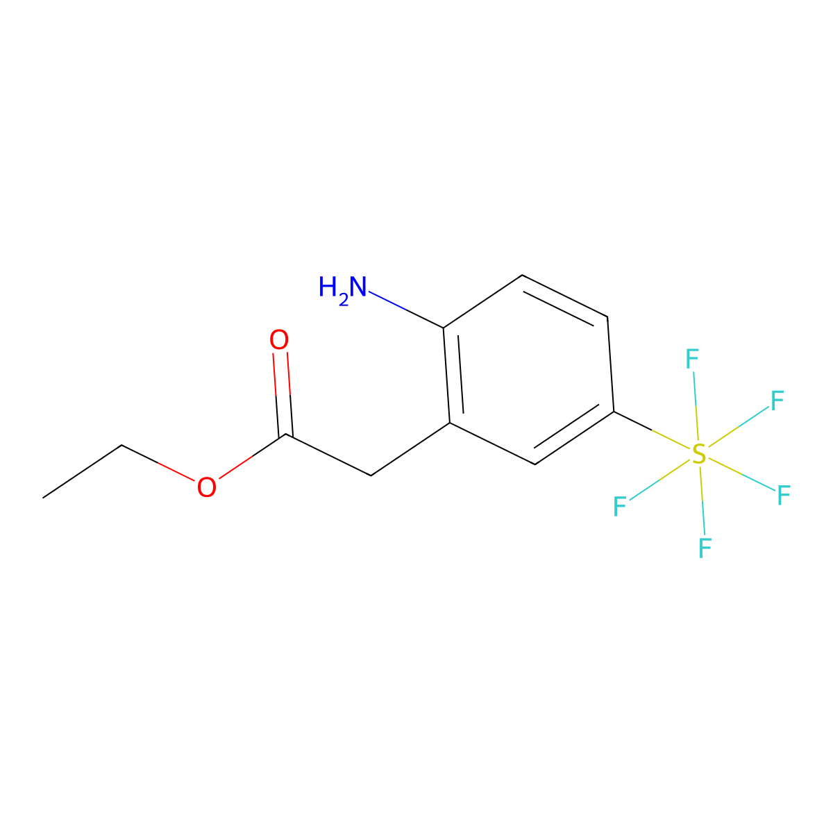 (OC-6-21)-(4-Amino-3-(2-ethoxy-2-oxoethyl)phenyl)pentafluorosulfur molecular structure, CAS 1379811-88-7