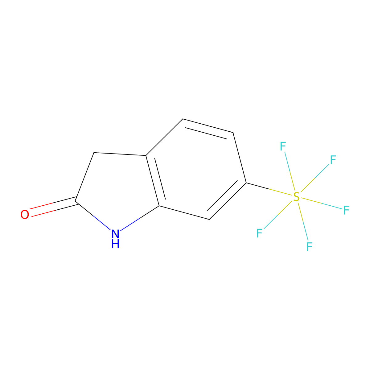 (OC-6-21)-(2,3-Dihydro-2-oxo-1H-indol-6-yl)pentafluorosulfur molecular structure, CAS 1379811-89-8