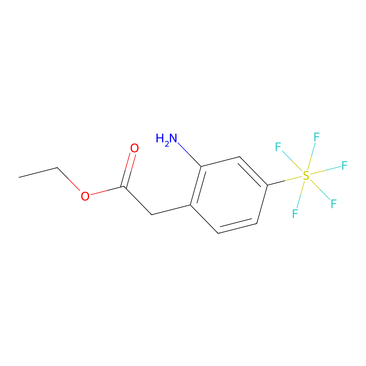 (OC-6-21)-(3-Amino-4-(2-ethoxy-2-oxoethyl)phenyl)pentafluorosulfur molecular structure, CAS 1379811-90-1