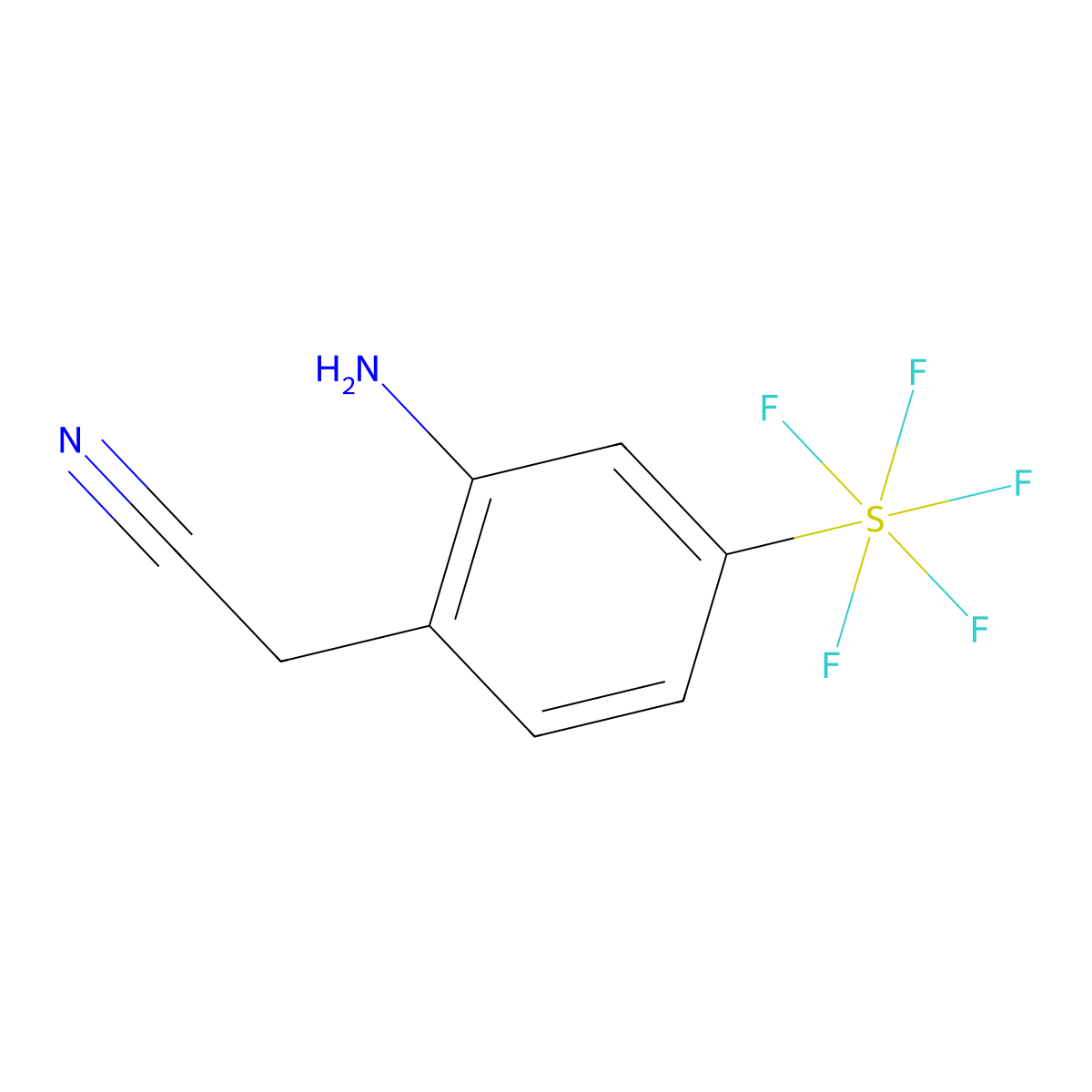 (2-Amino-4-(pentafluorosulfanyl)phenyl)acetonitrile molecular structure, CAS 1379811-96-7