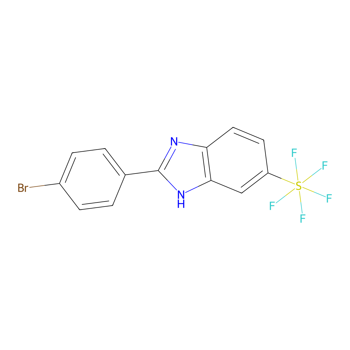 2-(4-Bromophenyl)-5-(pentafluorosulfanyl)-1H-benzoimidazole molecular structure, CAS 1379812-01-7