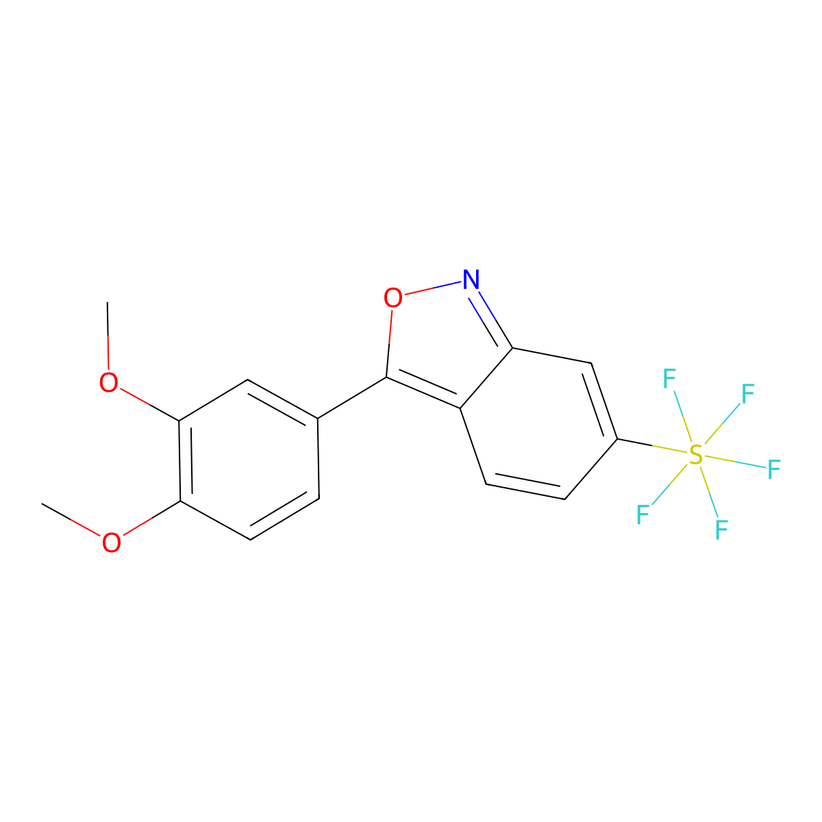 (OC-6-21)-(3-(3,4-Dimethoxyphenyl)-2,1-benzisoxazol-6-yl)pentafluorosulfur molecular structure, CAS 1379812-02-8