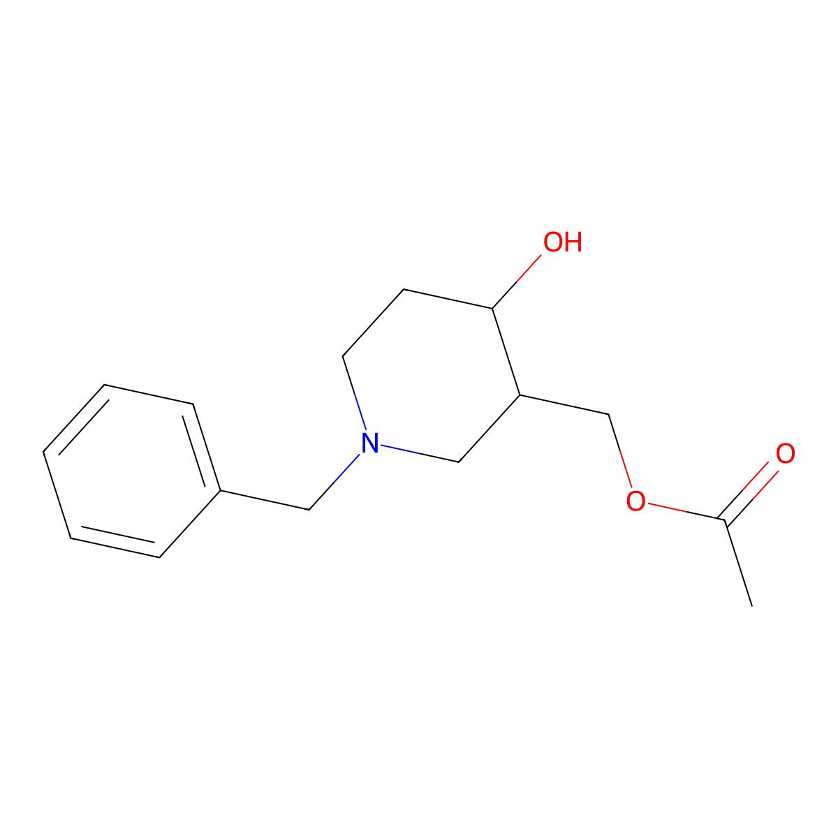 (1-Benzyl-4-hydroxypiperidin-3-yl)methyl acetate molecular structure, CAS 1379812-06-2