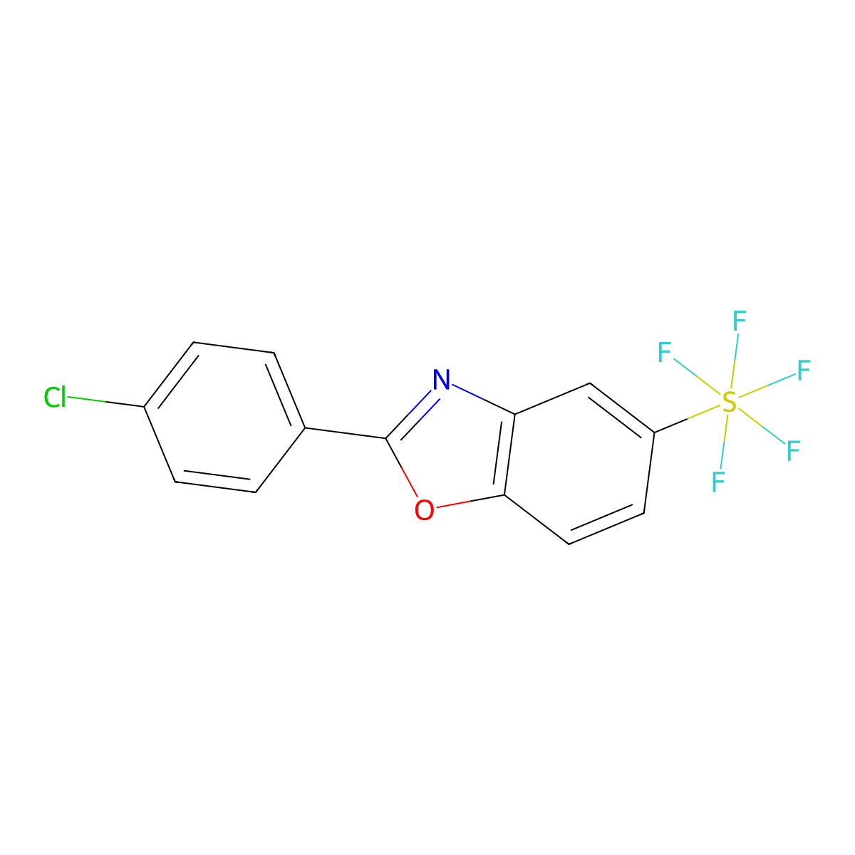 2-(4-Chlorophenyl)-5-(pentafluorosulfanyl)benzooxazole molecular structure, CAS 1379812-09-5