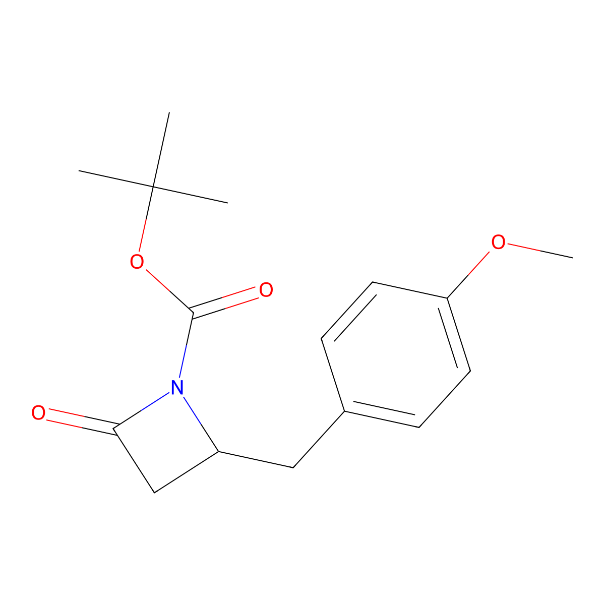 (+/-)-tert-Butyl 2-(4-methoxybenzyl)-4-oxoazetidine-1-carboxylate molecular structure, CAS 1379812-23-3