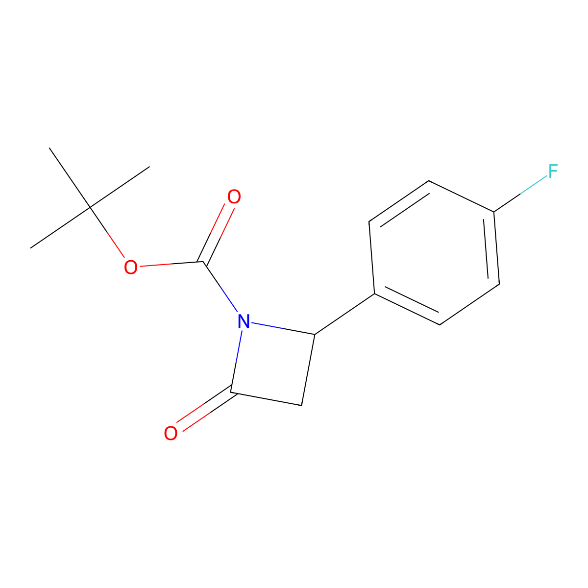Tert-butyl 2-(4-fluorophenyl)-4-oxoazetidine-1-carboxylate molecular structure, CAS 1379812-25-5