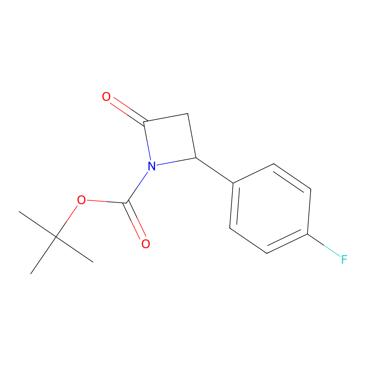 Tert-butyl 2-(4-fluorophenyl)-4-oxoazetidine-1-carboxylate molecular structure, CAS 1379812-25-5