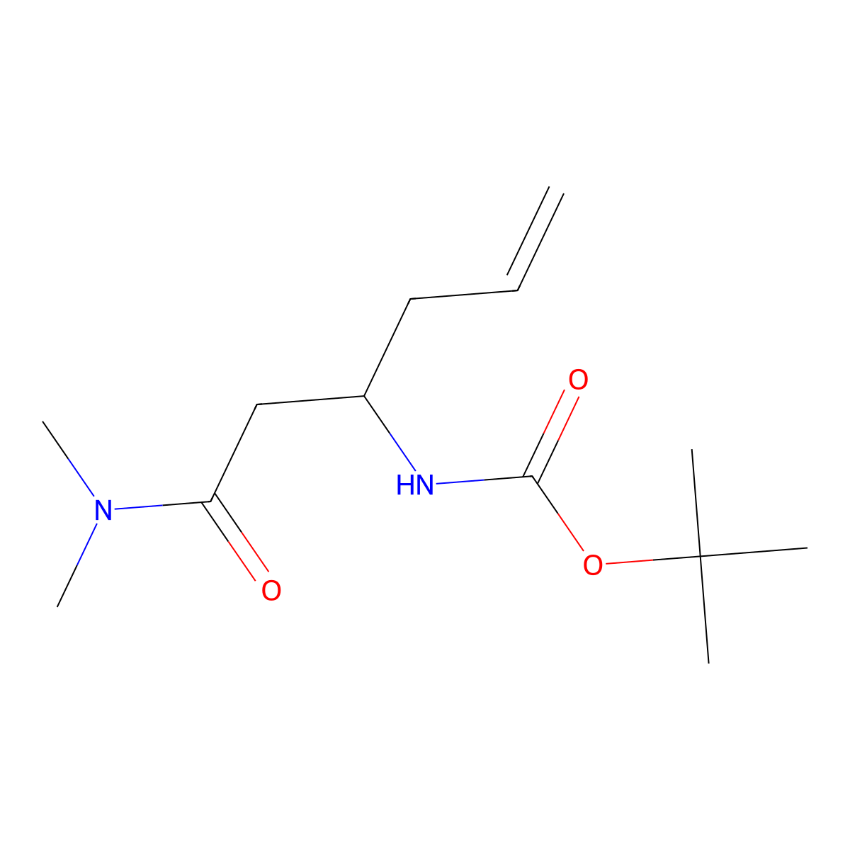 N-Boc-(+/-)-3-amino-hex-5-endimethylamide molecular structure, CAS 1379812-27-7