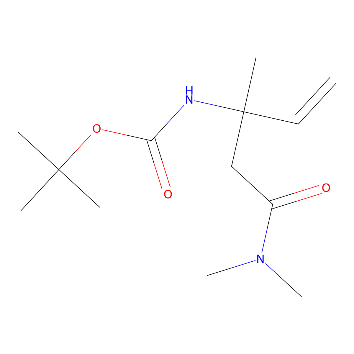 N-Boc-(+/-)-3-amino-3-methylpent-4-endimethylamide molecular structure, CAS 1379812-31-3
