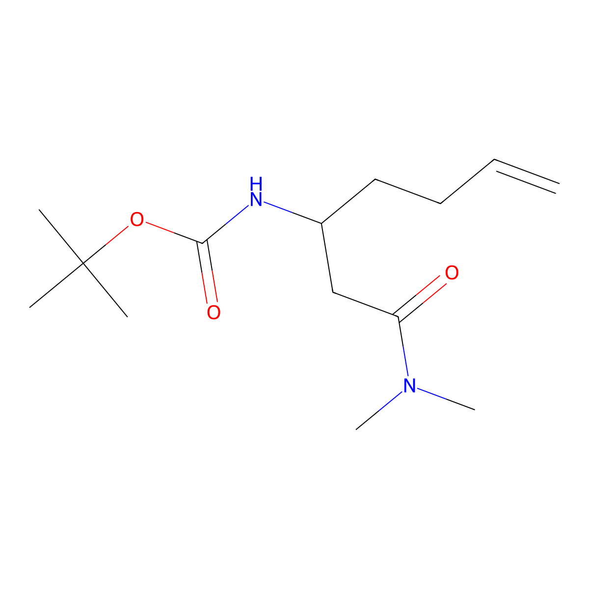 N-Boc-(+/-)-3-amino-hept-6-endimethylamide molecular structure, CAS 1379812-35-7
