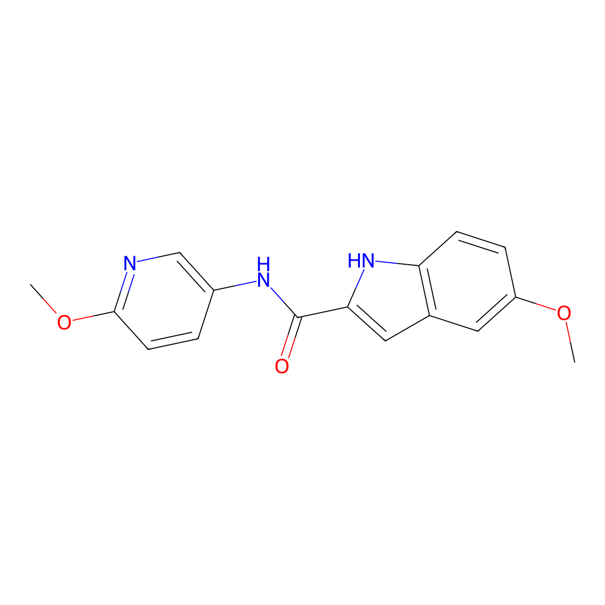 5-methoxy-N-(6-methoxypyridin-3-yl)-1H-indole-2-carboxamide molecular structure, CAS 1379816-13-3