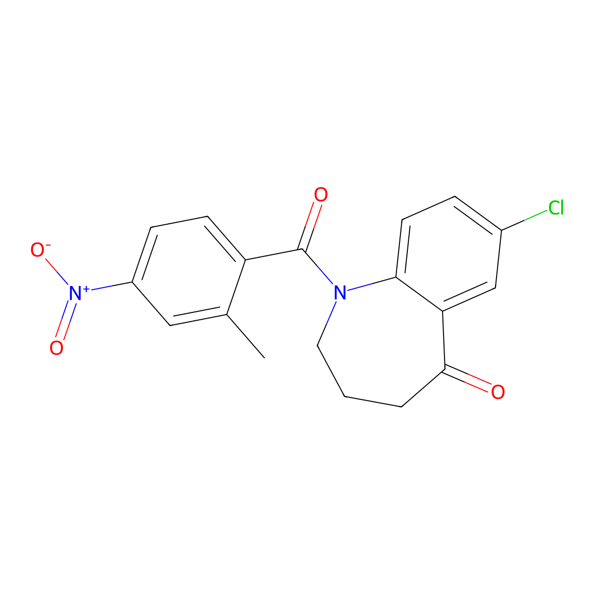 7-Chloro-1,2,3,4-tetrahydro-1-(2-methyl-4-nitrobenzoyl)-5H-1-benzazepin-5-one molecular structure, CAS 137982-91-3