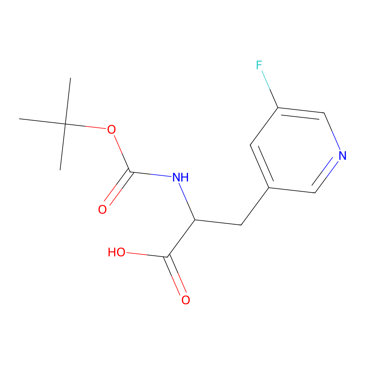 2-{[(tert-Butoxy)carbonyl]amino}-3-(5-fluoropyridin-3-yl)propanoic acid molecular structure, CAS 1379830-89-3