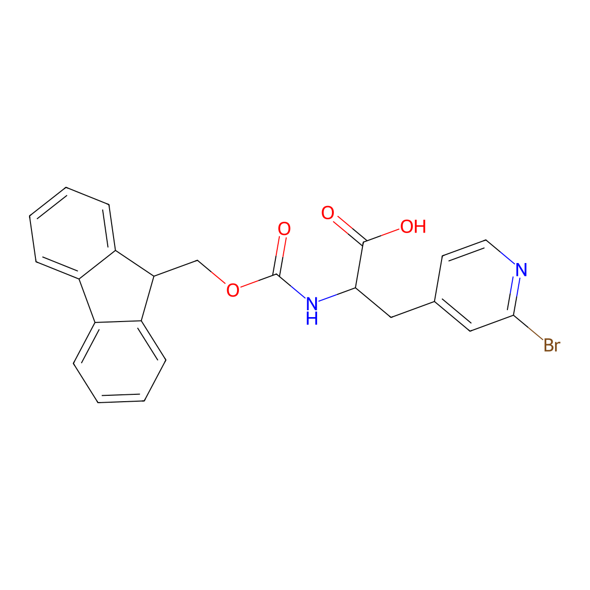 3-(2-bromopyridin-4-yl)-2-({[(9H-fluoren-9-yl)methoxy]carbonyl}amino)propanoic acid molecular structure, CAS 1379831-85-2