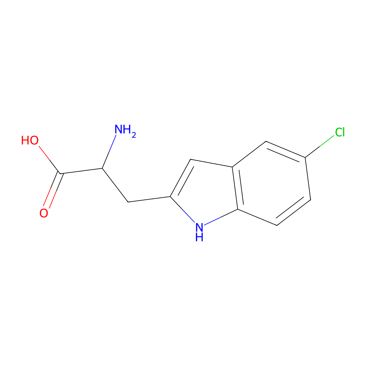 2-amino-3-(5-chloro-1H-indol-2-yl)propanoic acid molecular structure, CAS 1379832-13-9