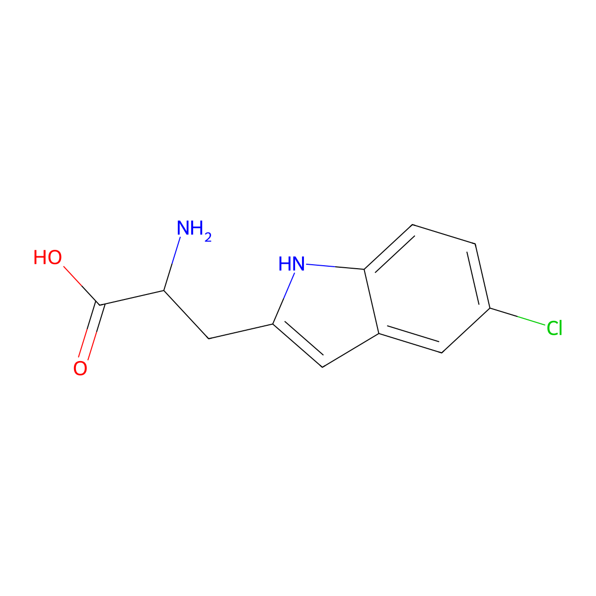 2-amino-3-(5-chloro-1H-indol-2-yl)propanoic acid molecular structure, CAS 1379832-13-9