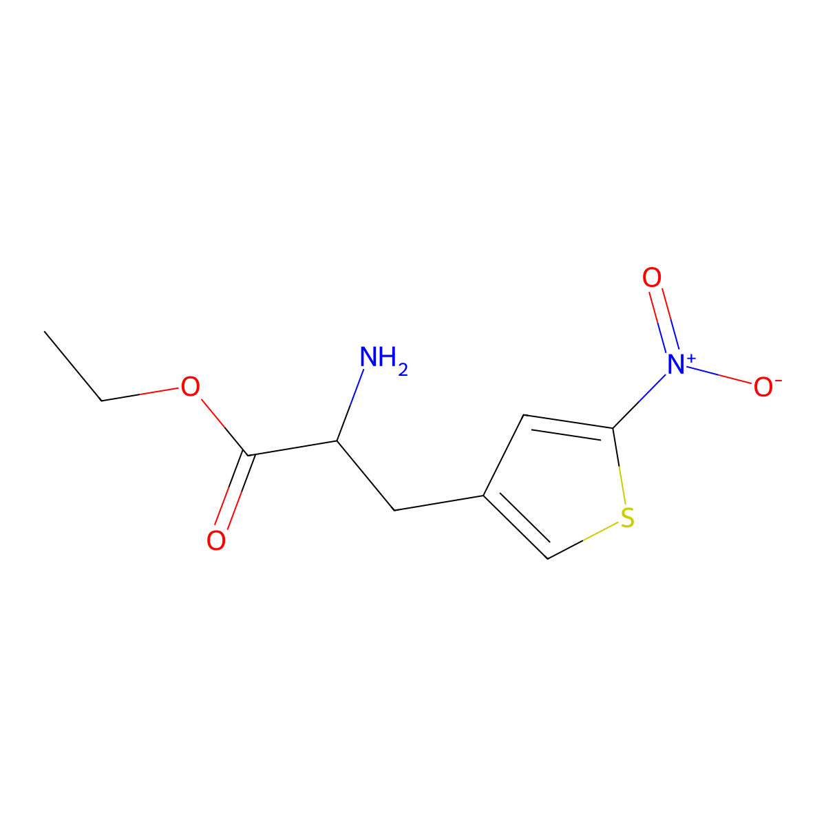Ethyl 2-amino-3-(5-nitrothiophen-3-yl)propanoate molecular structure, CAS 1379834-47-5