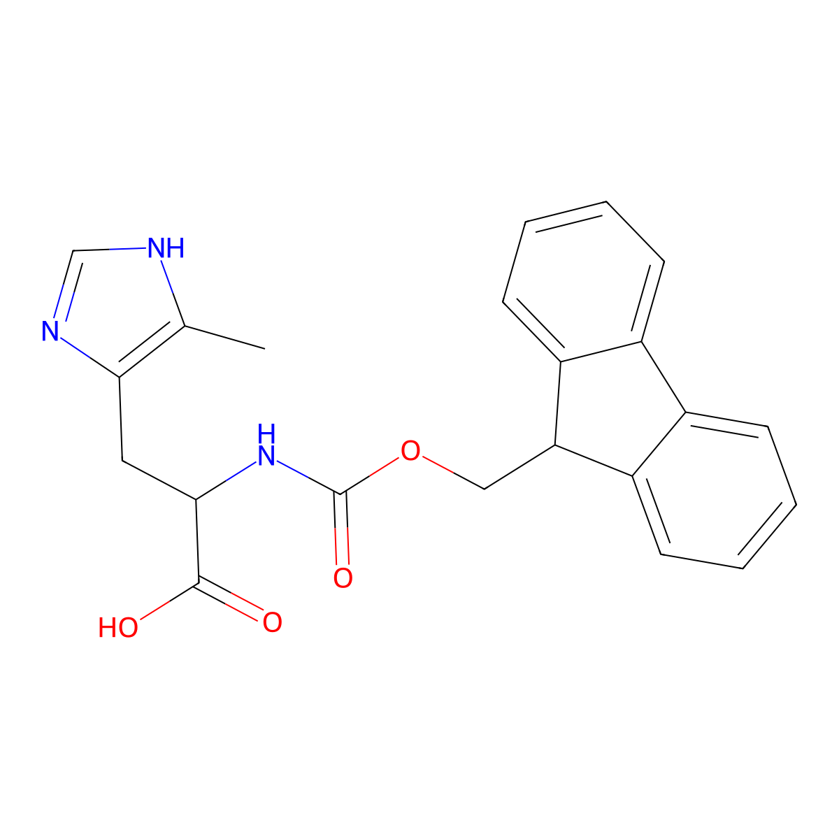 2-({[(9H-fluoren-9-yl)methoxy]carbonyl}amino)-3-(4-methyl-1H-imidazol-5-yl)propanoic acid molecular structure, CAS 1379835-09-2