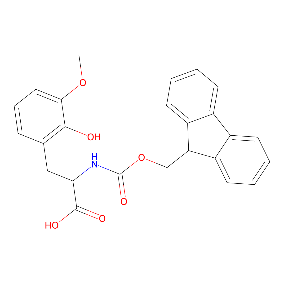 2-({[(9H-fluoren-9-yl)methoxy]carbonyl}amino)-3-(2-hydroxy-3-methoxyphenyl)propanoic acid molecular structure, CAS 1379835-27-4