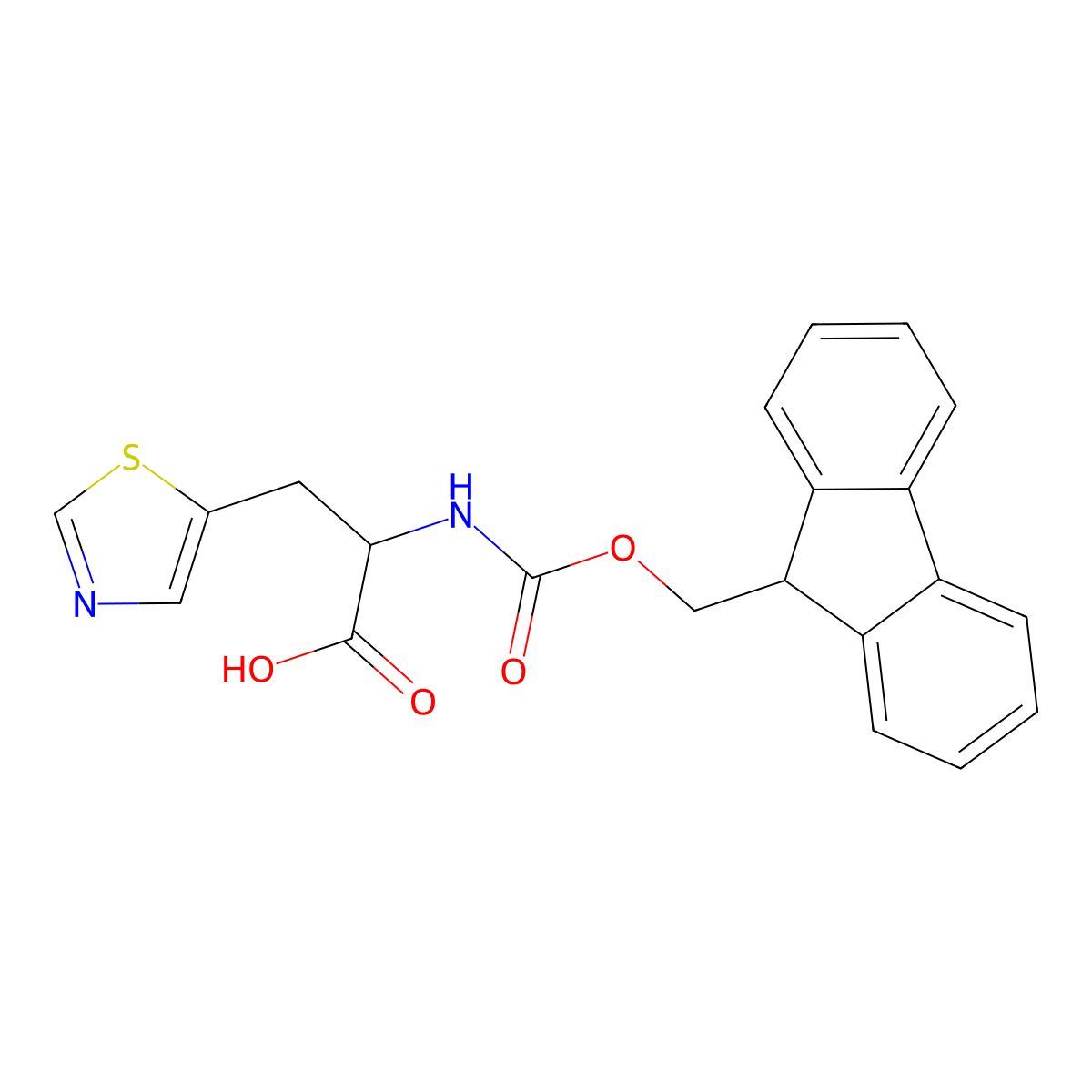 2-(9H-fluoren-9-ylmethoxycarbonylamino)-3-(1,3-thiazol-5-yl)propanoic acid molecular structure, CAS 1379836-38-0