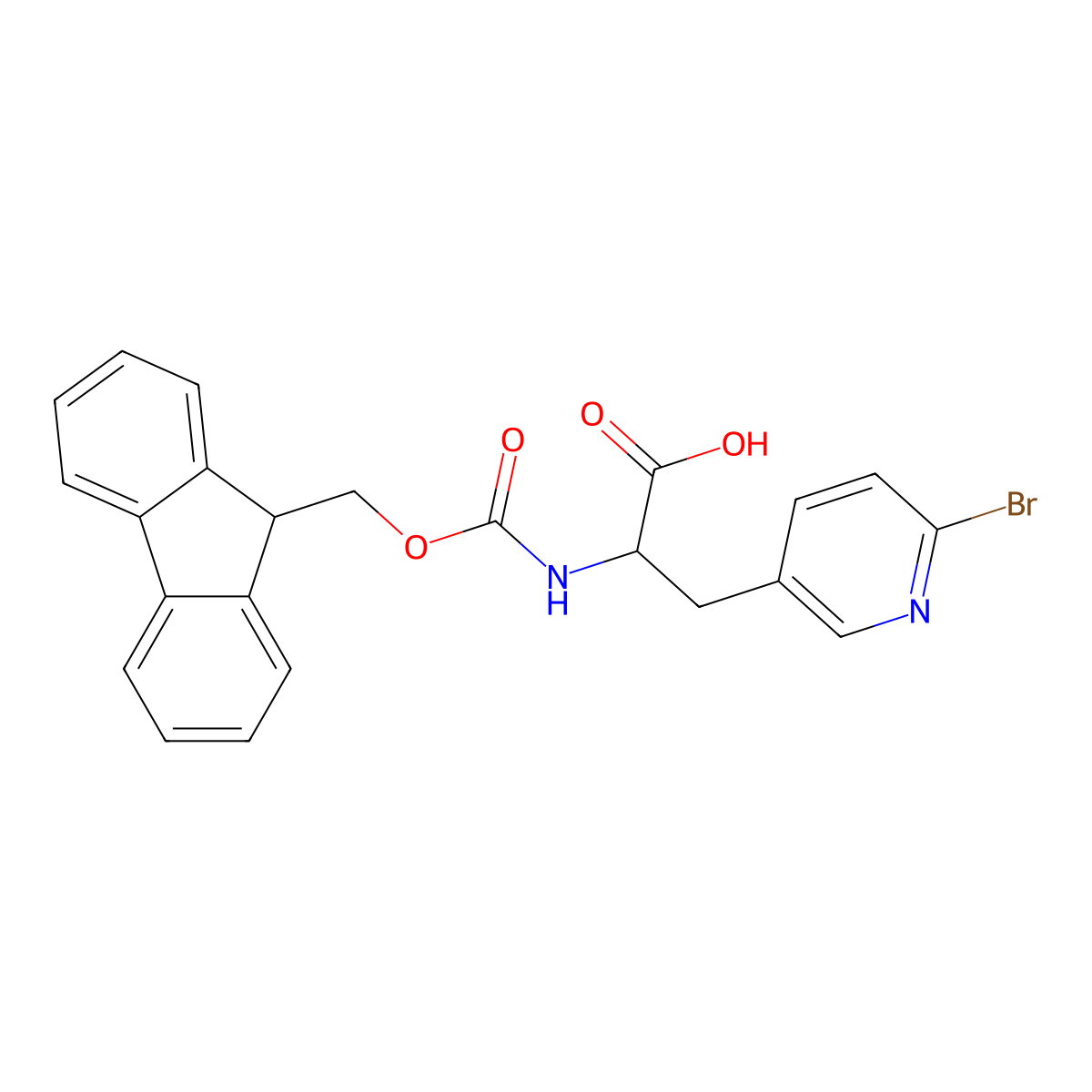 3-(6-bromopyridin-3-yl)-2-({[(9H-fluoren-9-yl)methoxy]carbonyl}amino)propanoic acid molecular structure, CAS 1379836-65-3