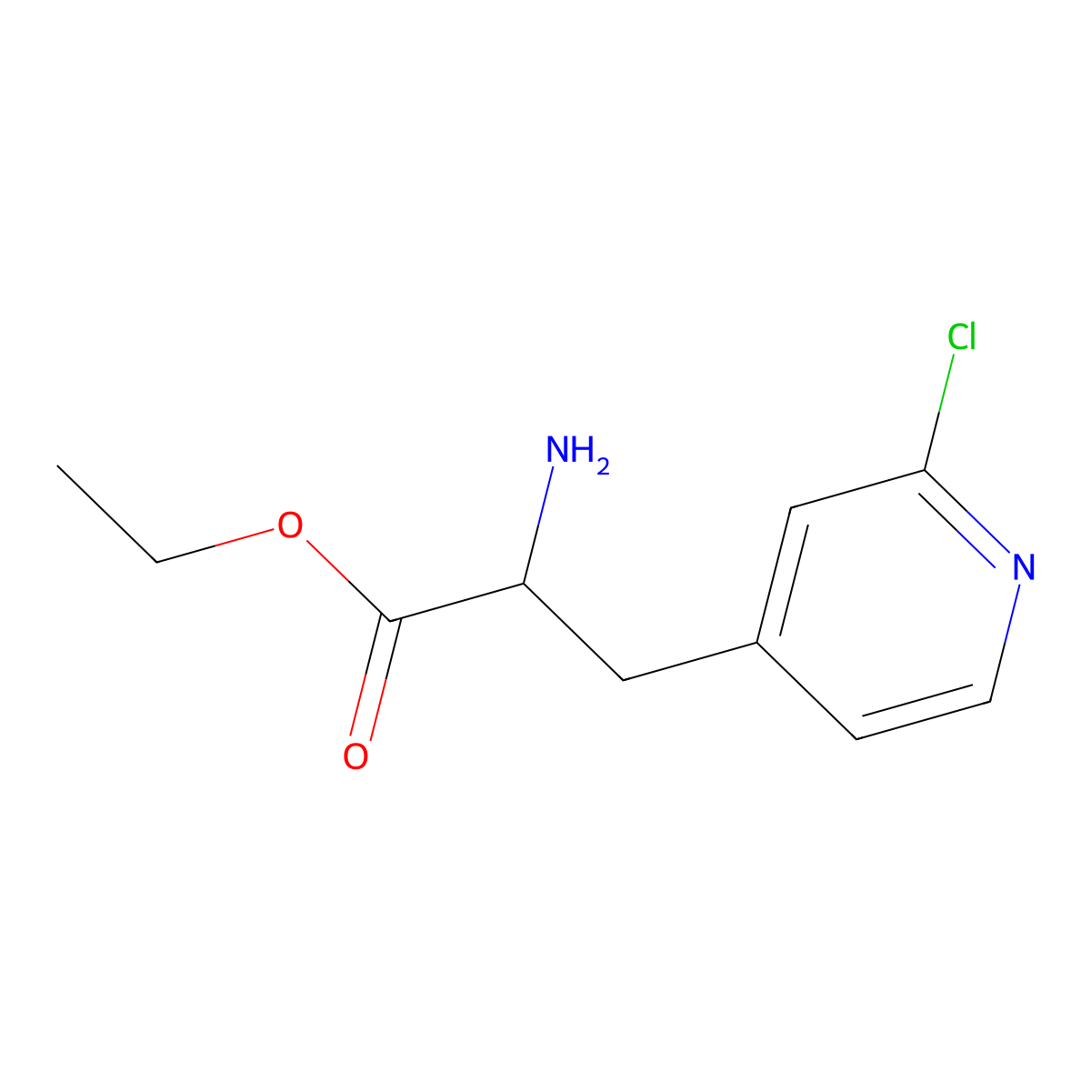 Ethyl 2-amino-3-(2-chloropyridin-4-yl)propanoate molecular structure, CAS 1379839-57-2