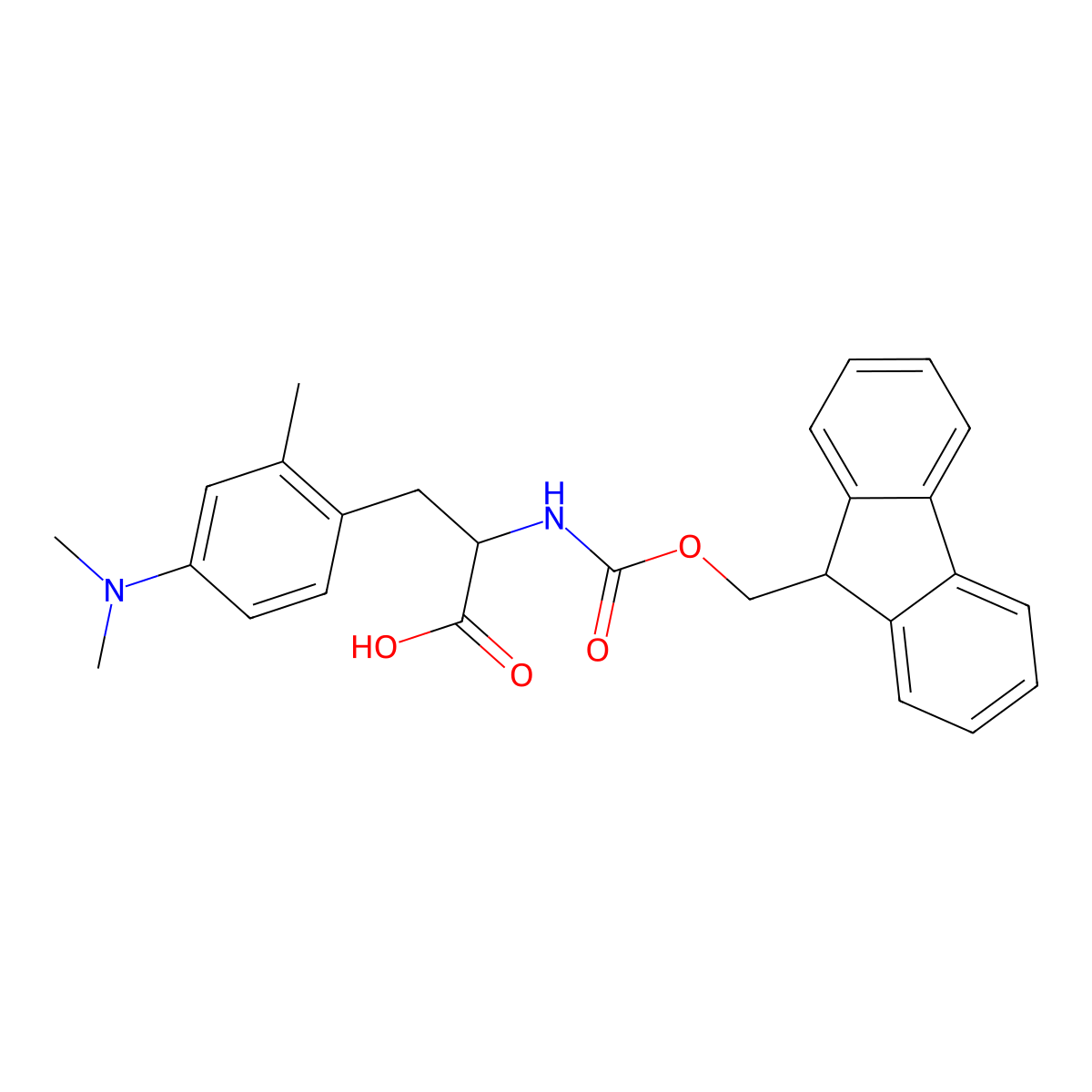 2-((((9H-fluoren-9-yl)methoxy)carbonyl)amino)-3-(4-(dimethylamino)-2-methylphenyl)propanoic acid molecular structure, CAS 1379841-46-9