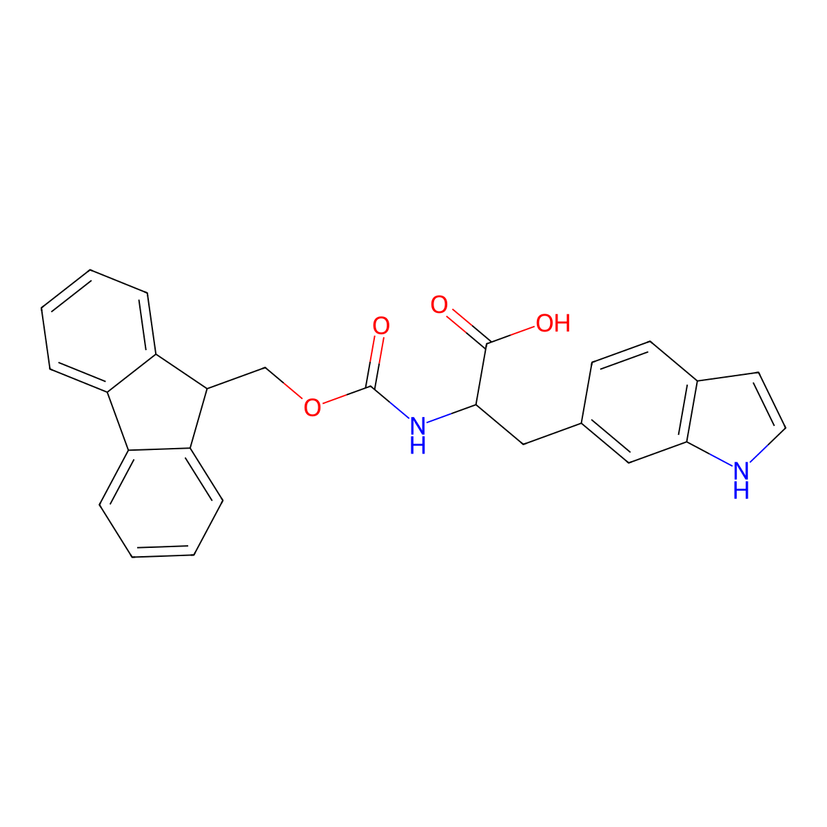2-({[(9H-fluoren-9-yl)methoxy]carbonyl}amino)-3-(1H-indol-6-yl)propanoic acid molecular structure, CAS 1379842-57-5