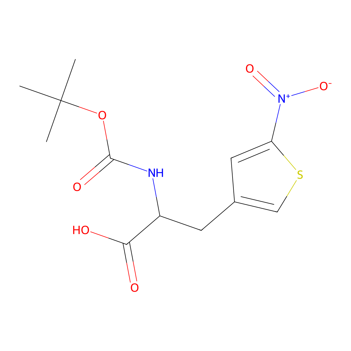 2-{[(Tert-butoxy)carbonyl]amino}-3-(5-nitrothiophen-3-yl)propanoic acid molecular structure, CAS 1379843-81-8