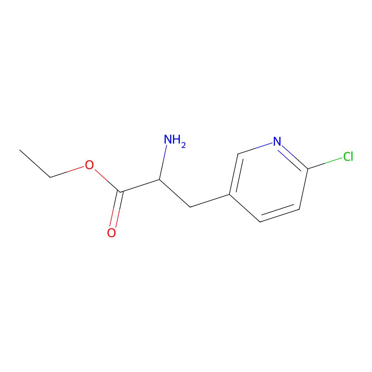 Ethyl 2-amino-3-(6-chloropyridin-3-yl)propanoate molecular structure, CAS 1379844-07-1