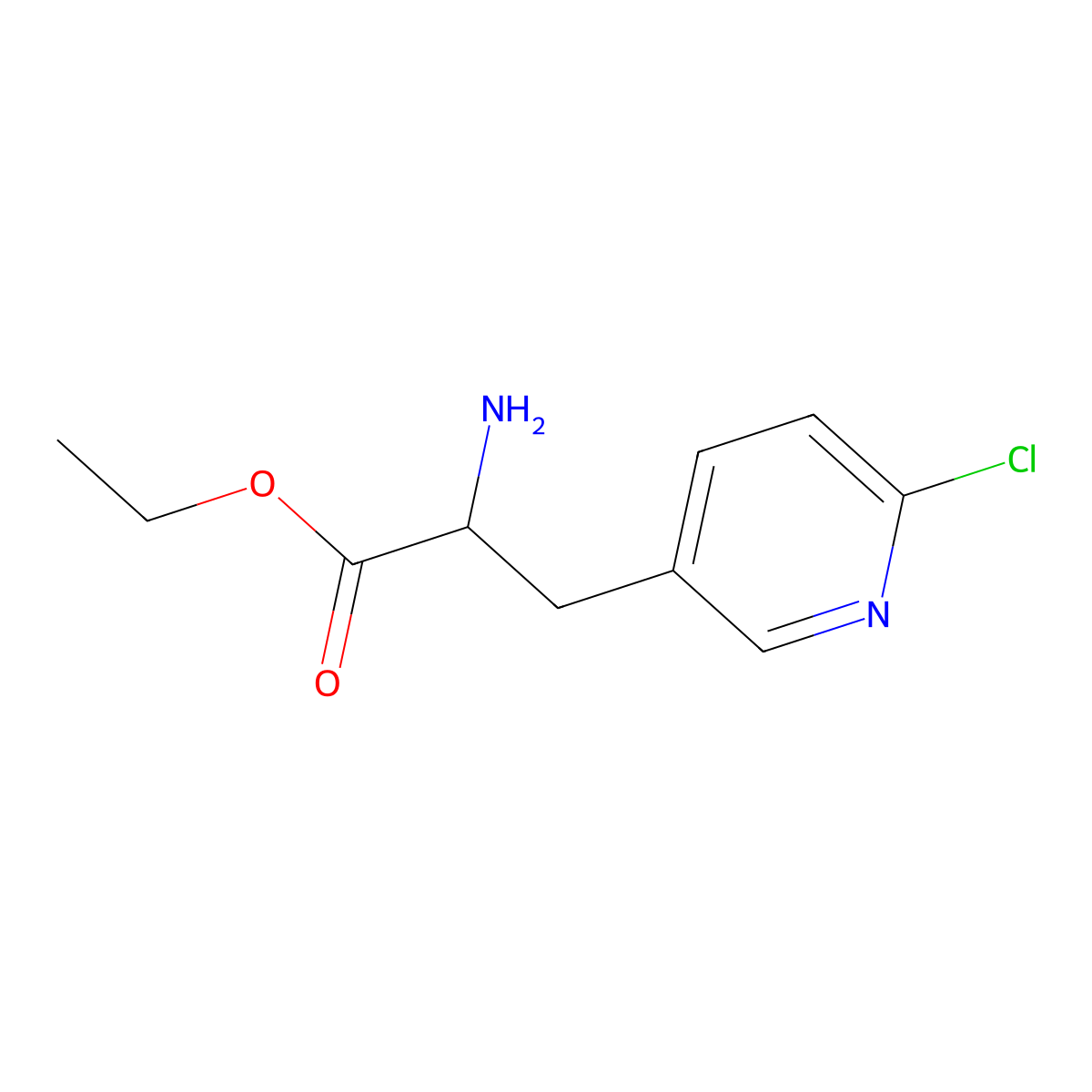 Ethyl 2-amino-3-(6-chloropyridin-3-yl)propanoate molecular structure, CAS 1379844-07-1