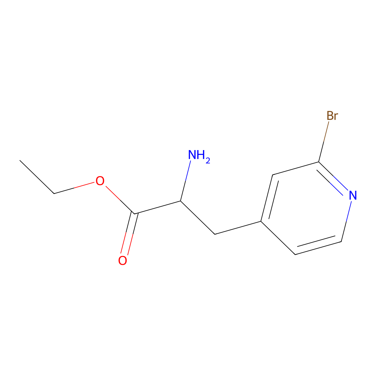 Ethyl 2-amino-3-(2-bromopyridin-4-yl)propanoate molecular structure, CAS 1379844-65-1
