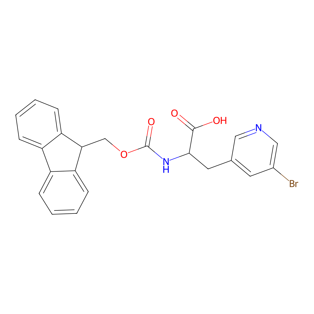 3-(5-bromopyridin-3-yl)-2-(9H-fluoren-9-ylmethoxycarbonylamino)propanoic acid molecular structure, CAS 1379844-78-6
