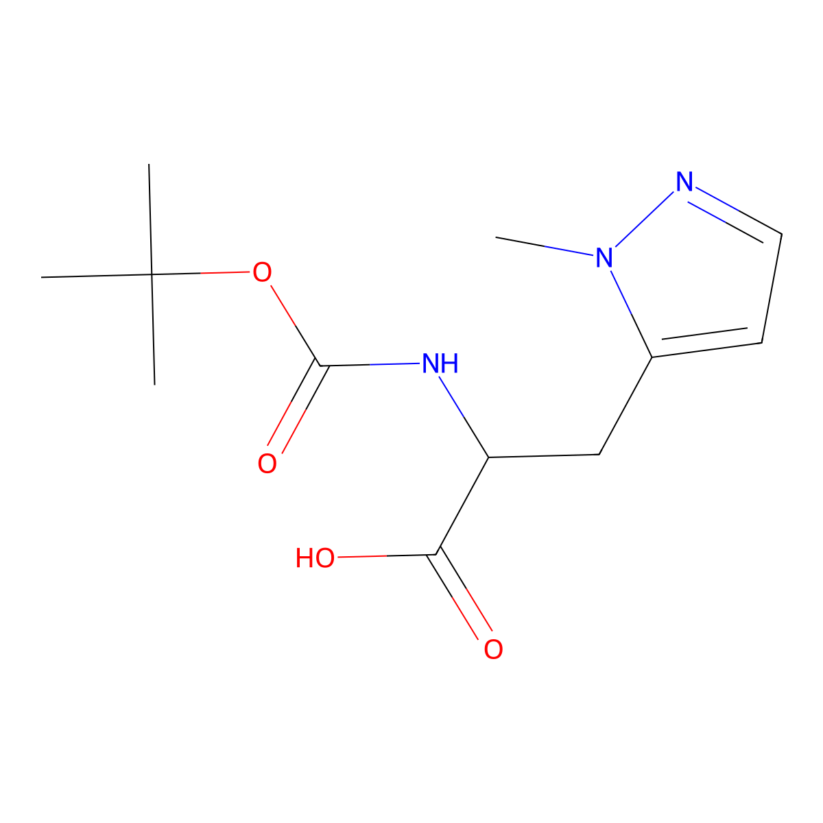 2-{[(tert-butoxy)carbonyl]amino}-3-(1-methyl-1H-pyrazol-5-yl)propanoic acid molecular structure, CAS 1379855-99-8