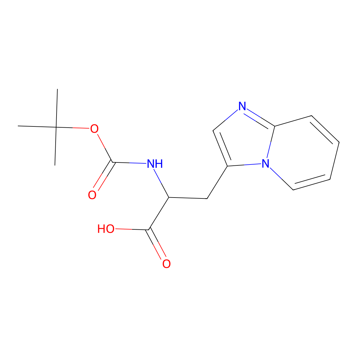 2-{[(Tert-butoxy)carbonyl]amino}-3-{imidazo[1,2-a]pyridin-3-yl}propanoic acid molecular structure, CAS 1379857-29-0