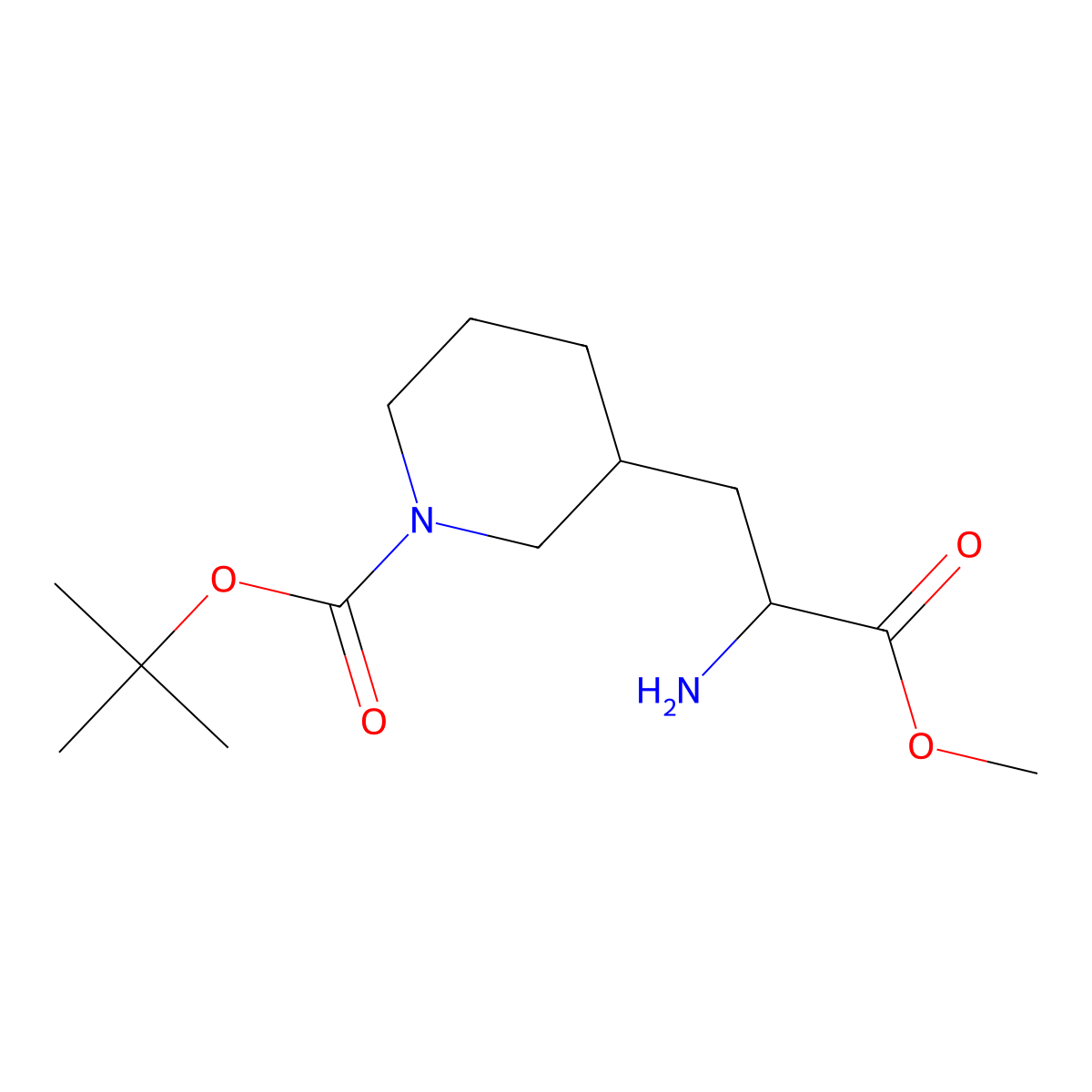 Methyl 2-Amino-3-(1-Boc-3-piperidyl)propanoate molecular structure, CAS 1379857-56-3