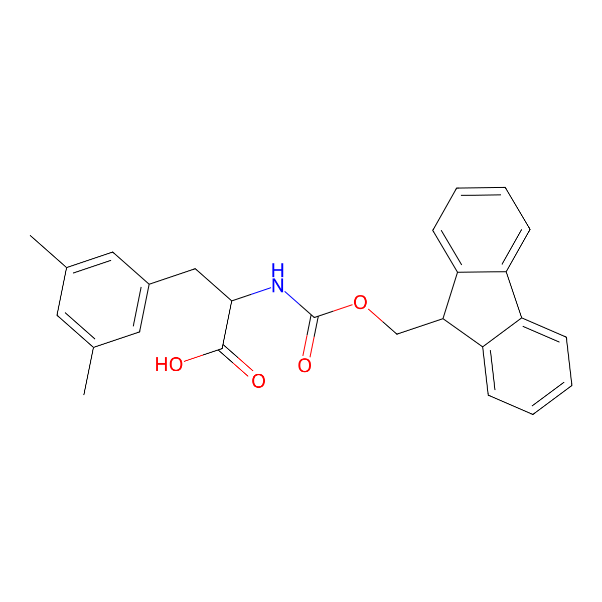 3-(3,5-dimethylphenyl)-2-({[(9H-fluoren-9-yl)methoxy]carbonyl}amino)propanoic acid molecular structure, CAS 1379857-65-4