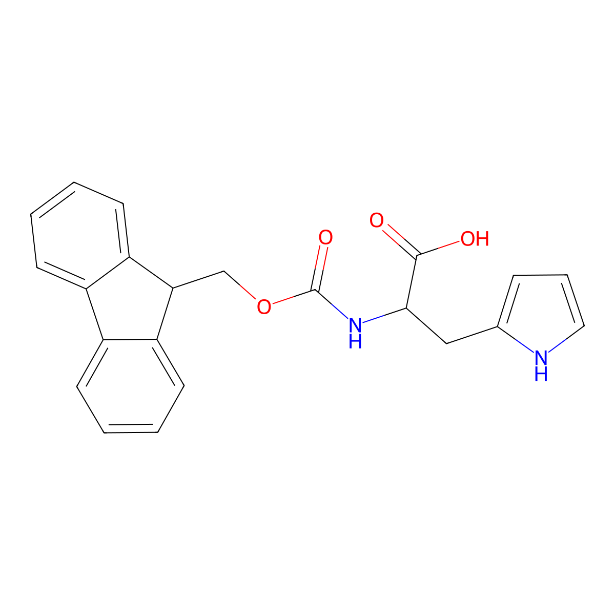 2-({[(9H-fluoren-9-yl)methoxy]carbonyl}amino)-3-(1H-pyrrol-2-yl)propanoic acid molecular structure, CAS 1379859-26-3