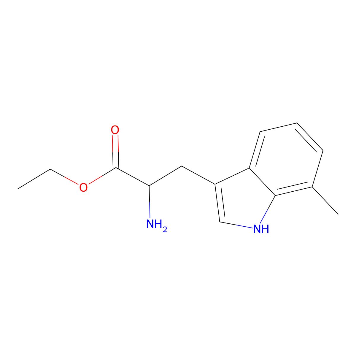 ethyl 2-amino-3-(7-methyl-1H-indol-3-yl)propanoate molecular structure, CAS 1379859-43-4